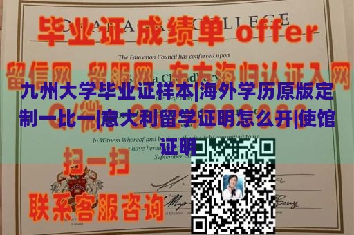 九州大学毕业证样本|海外学历原版定制一比一|意大利留学证明怎么开|使馆证明